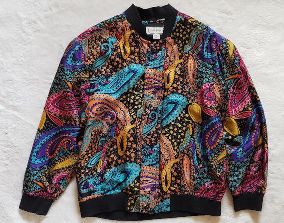 Vintage 80s 90s Colorful Bomber Jacket by C.G.Desi