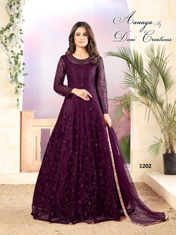Amazon.com: SHRI BALAJI SILK & COTTON SAREE EMPORIUM Designer Indian  Girlish Flairy Net Stylish Gown Woman Trendy Western Dress 7198 : Clothing,  Shoes & Jewelry