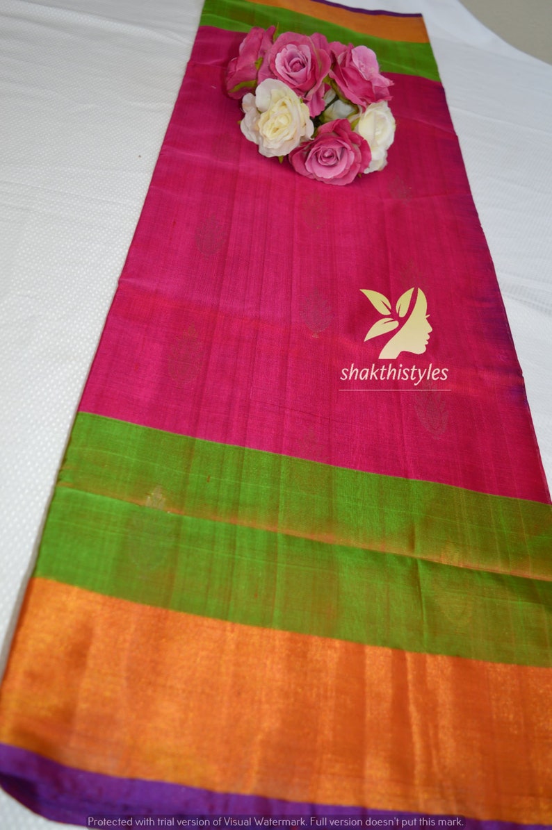 Pure Uppada Silk Saree in Pink and Green and Lightweight Saree Etsy UK