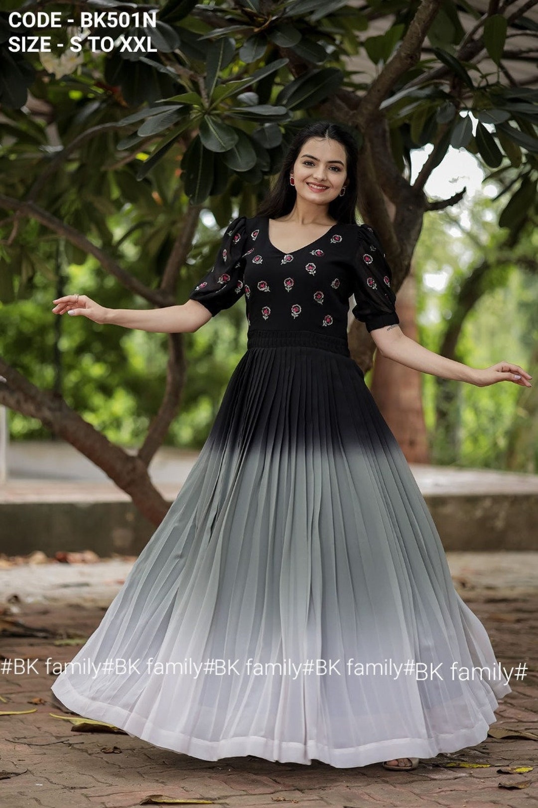 Black Party Wear Cotton Gown With Koti | Latest Kurti Designs