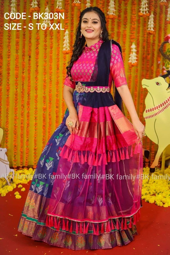 Pattu Dress Ikkat Pattu Dress Lehenga 