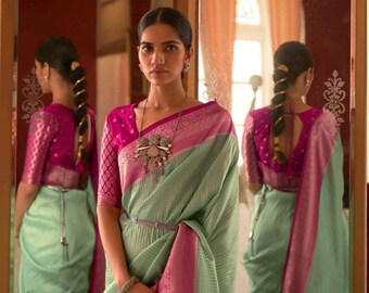 Pure georgette zari weaving saree - Light weight soft silk saree - soft silk saree for women in uk