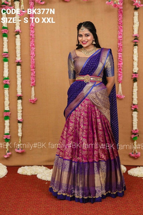 Ready Made Lehenga Pattu Half Saree With Duppta Pattu Etsy