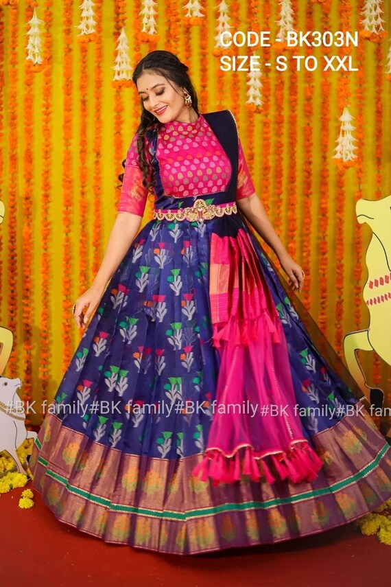 Pattu Dress Ikkat Pattu Dress Lehenga 