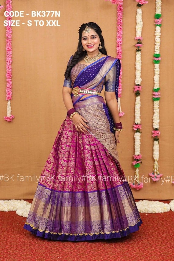 Ready Made Lehenga Pattu Half Saree With Duppta Pattu Etsy