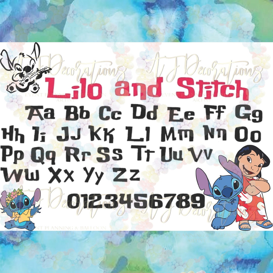 LILO and STITCH FONT Png Svg Dxf Eps. Alphabet and Numbers Etsy