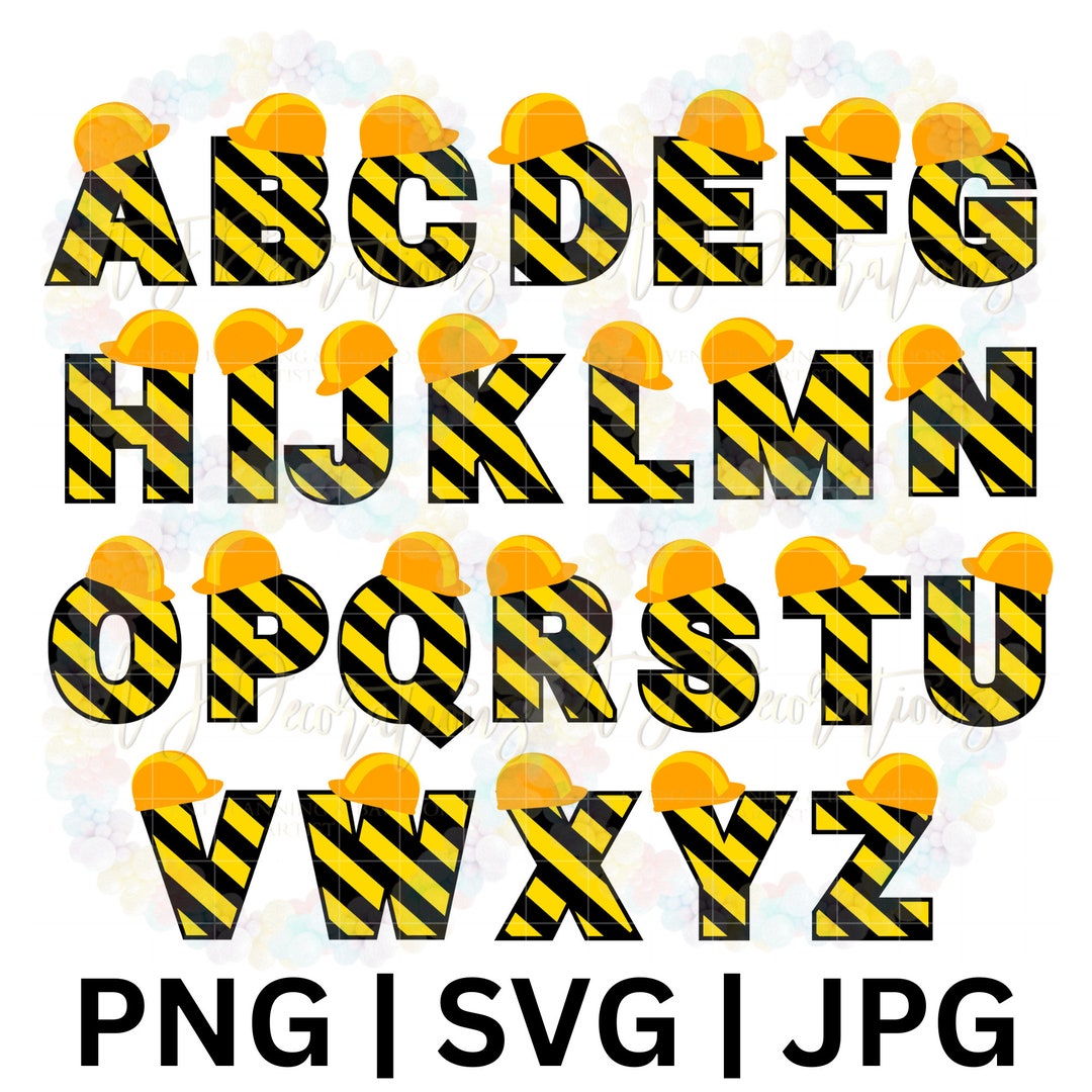 Construction Alphabet Font PNG SVG for Cricut and Silhouette Etsy