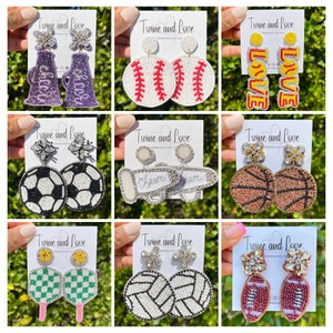 Game Day Beaded Earrings, Tennis Earrings, Basketball Beaded Earrings, Cheer Earrings, Baseball Earrings, Fan Gear Earrings, Soccer Earrings