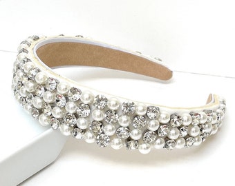 Bridal Headband, Pearl Wedding Headband, Pearl Headpiece for Bride, Pearl Headband for Women, Bride Hair Accessories, Pearl Headband