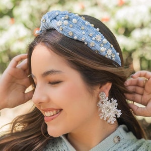 Light Blue Embellished Headband - Etsy