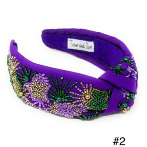Elevate your Mardi Gras Look with our Gorgeous Custom Hand Beaded Top Knot Headbands
