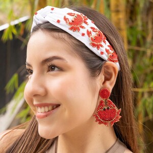 Gorgeous Handcrafted Beaded Top Knot Headband - Customizable and Unique - Crab motif