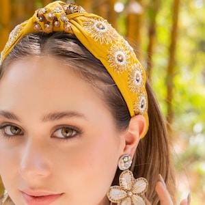 Hand Bead Knotted Headband, Knotted Headband, Wide Knot Headband, Embellished Knot Headband, Hand Seed Bead Knot Headband,  Knot Headband