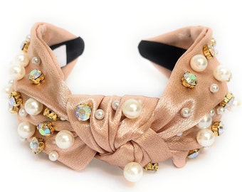Embellished Knot Headband, Jeweled Knotted Headband, Rhinestone Headband, Luxury Statement Headbands, Pearl Jeweled Headband, Best Seller