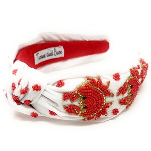 Gorgeous Handcrafted Beaded Top Knot Headband - Customizable and Unique - Crab motif