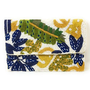Palm Leaves Beaded Clutch Purse, Palm Leaf Beaded Purse, Palm Clutch Bag, Beaded Clutch Purse, Beaded Bag, Party Clutch Purse, Birthday Gift