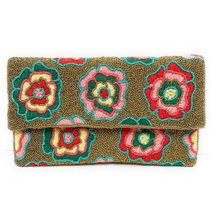 floral beaded clutch bag