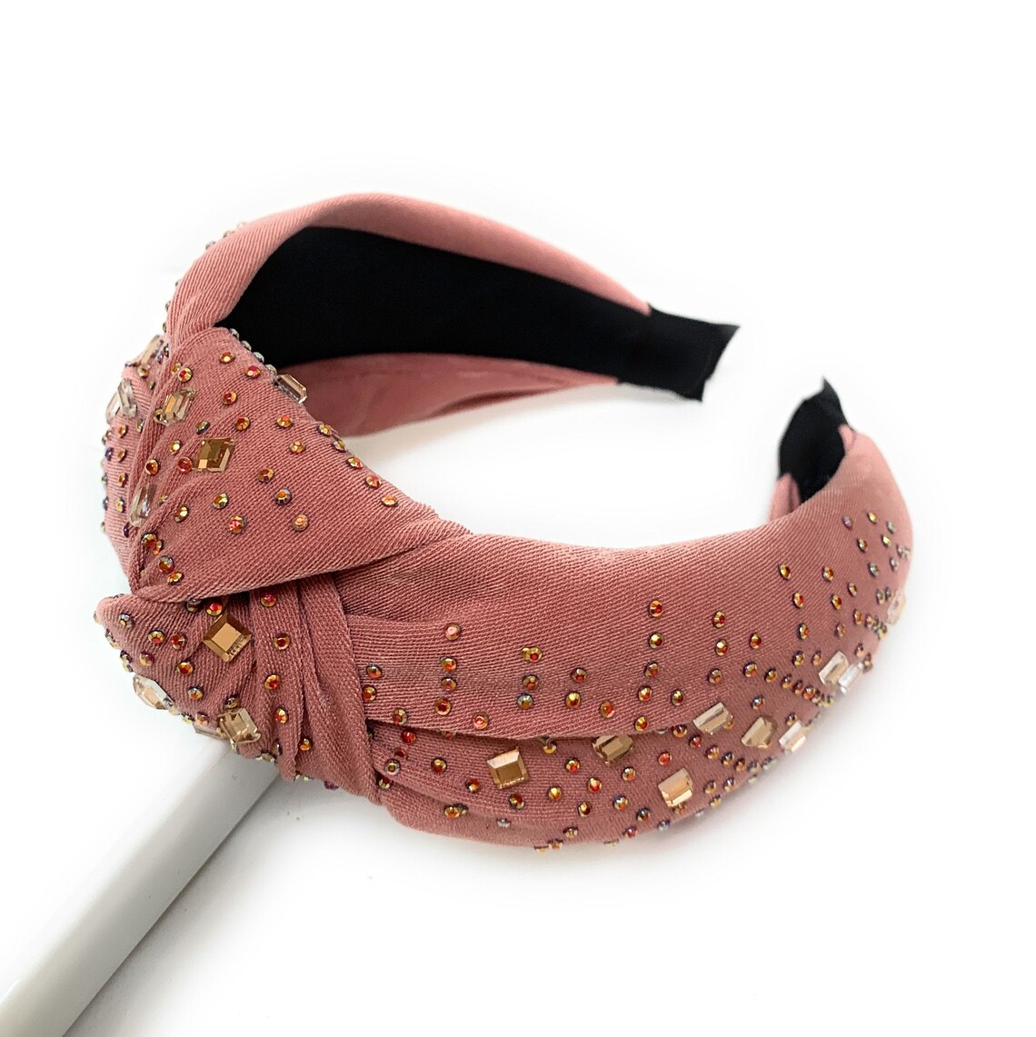 Top Knot Jeweled Headband Rhinestone Headband Embellished Etsy