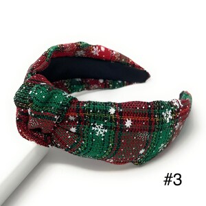 Get into the Holiday Spirit with our Custom Handmade Knot Headbands in Festive and Vibrant Colors - Red Green plaid fabric