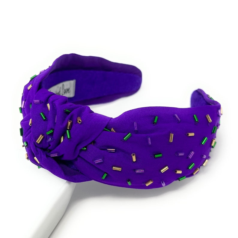 Elevate your Mardi Gras Look with our Gorgeous Custom Hand Beaded Top Knot Headbands