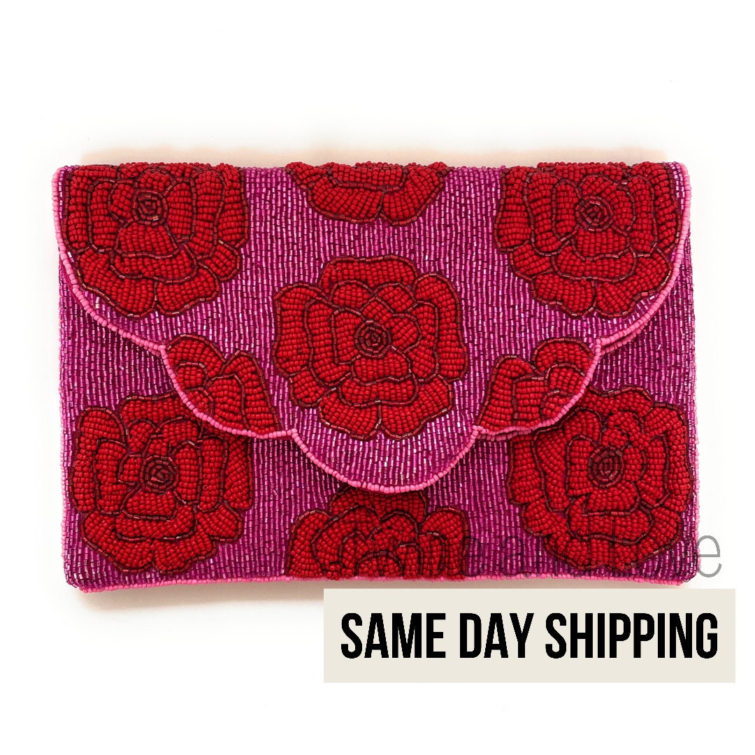 Beaded Floral Clutch