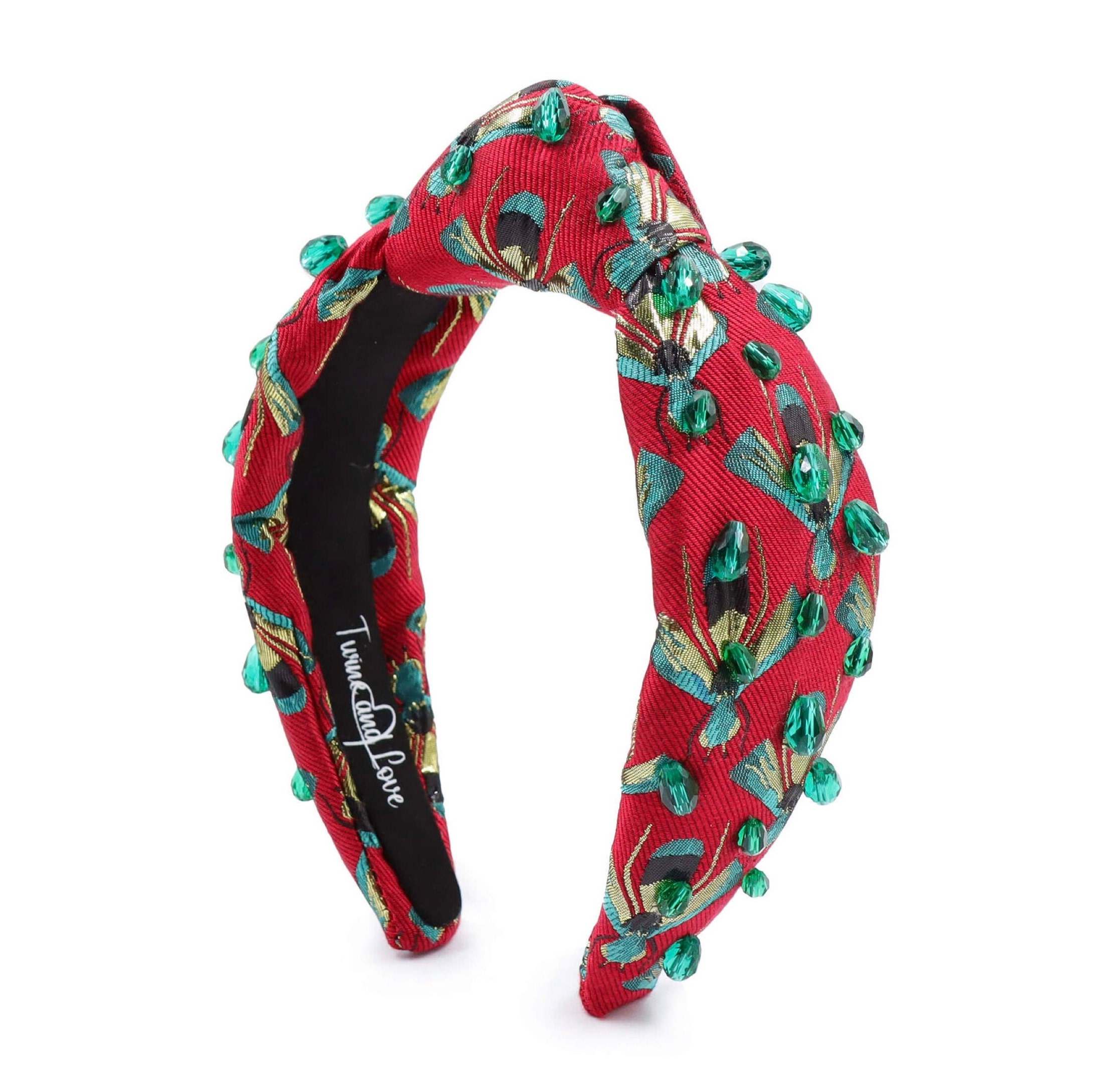 COPY - Elegant Red and Green Headband Headband - Green & Red Cotton – s.k. manor hill main image 4