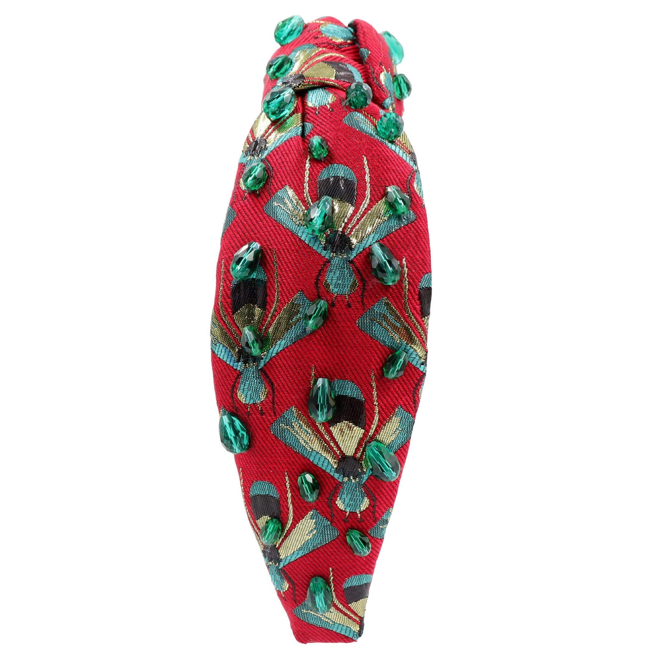 COPY - Elegant Red and Green Headband Headband - Green & Red Cotton – s.k. manor hill main image 3
