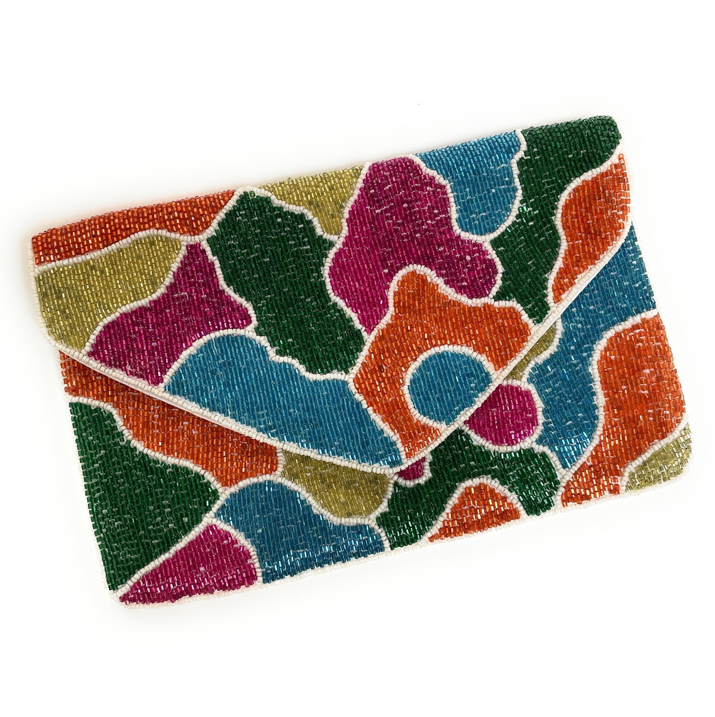 UNIQUE Shoulder Bag Handmade Embroidery Multicolor Bag Handbag Clutch Purse  w/ strap