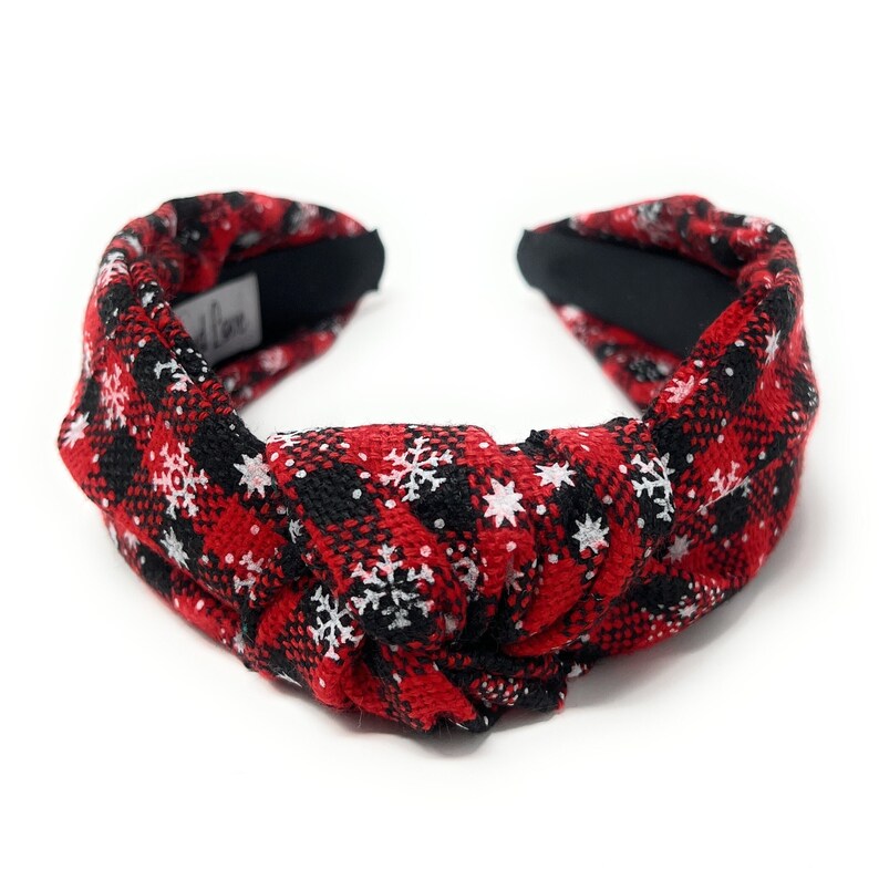 Get into the Holiday Spirit with our Custom Handmade Knot Headbands in Festive and Vibrant Colors - Buffalo print fabric