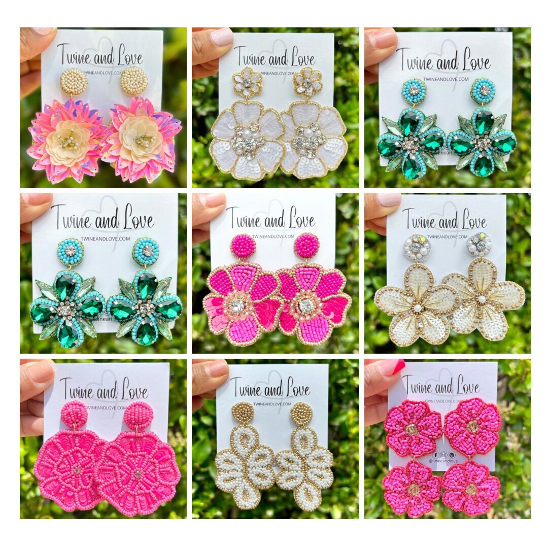 Elegant Earrings with Floral Beads