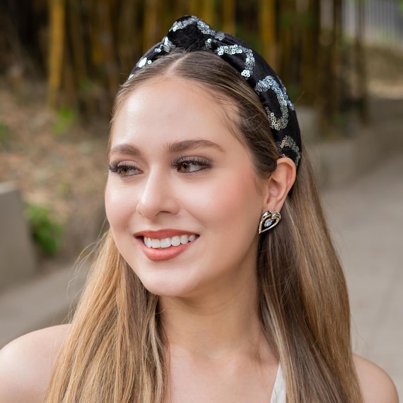 ? Luxury Silver Rhinestone Velvet Black Headband Amazon.com : HSWE Padded Rhinestone Headband Bejewelled  main image 4