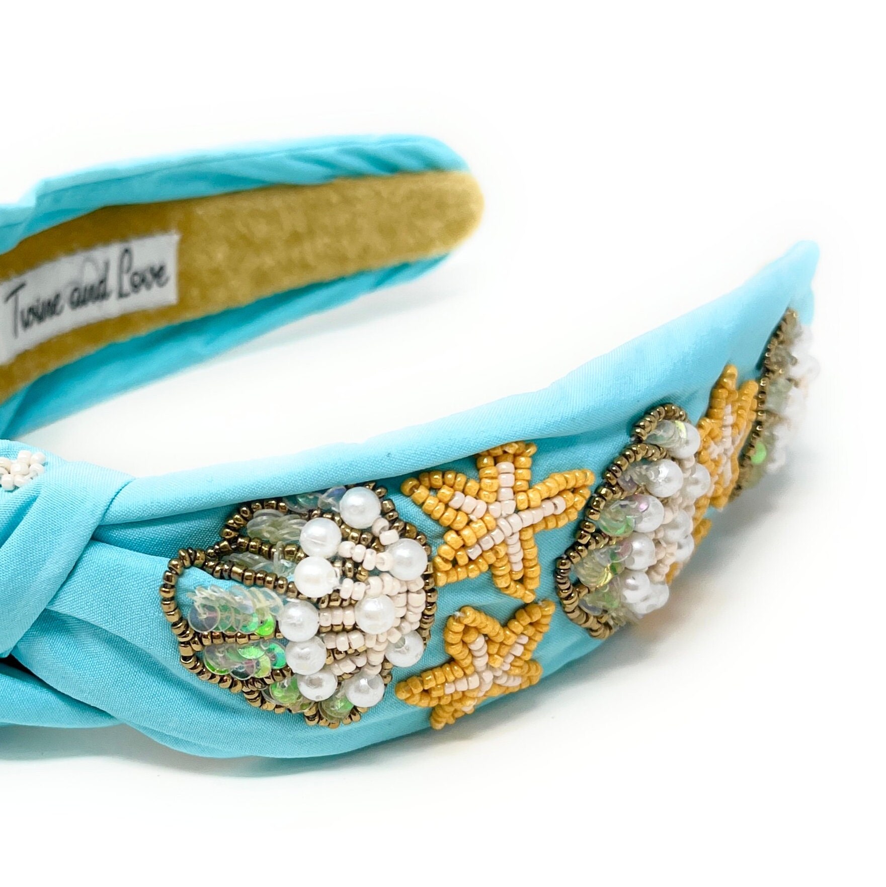 Beach Headband Summer Boho Ocean Shell Rhinestone Knotted Hair Accessory Amazon.com : mokkia Seashell Headband for Women Summer Beach  main image 4
