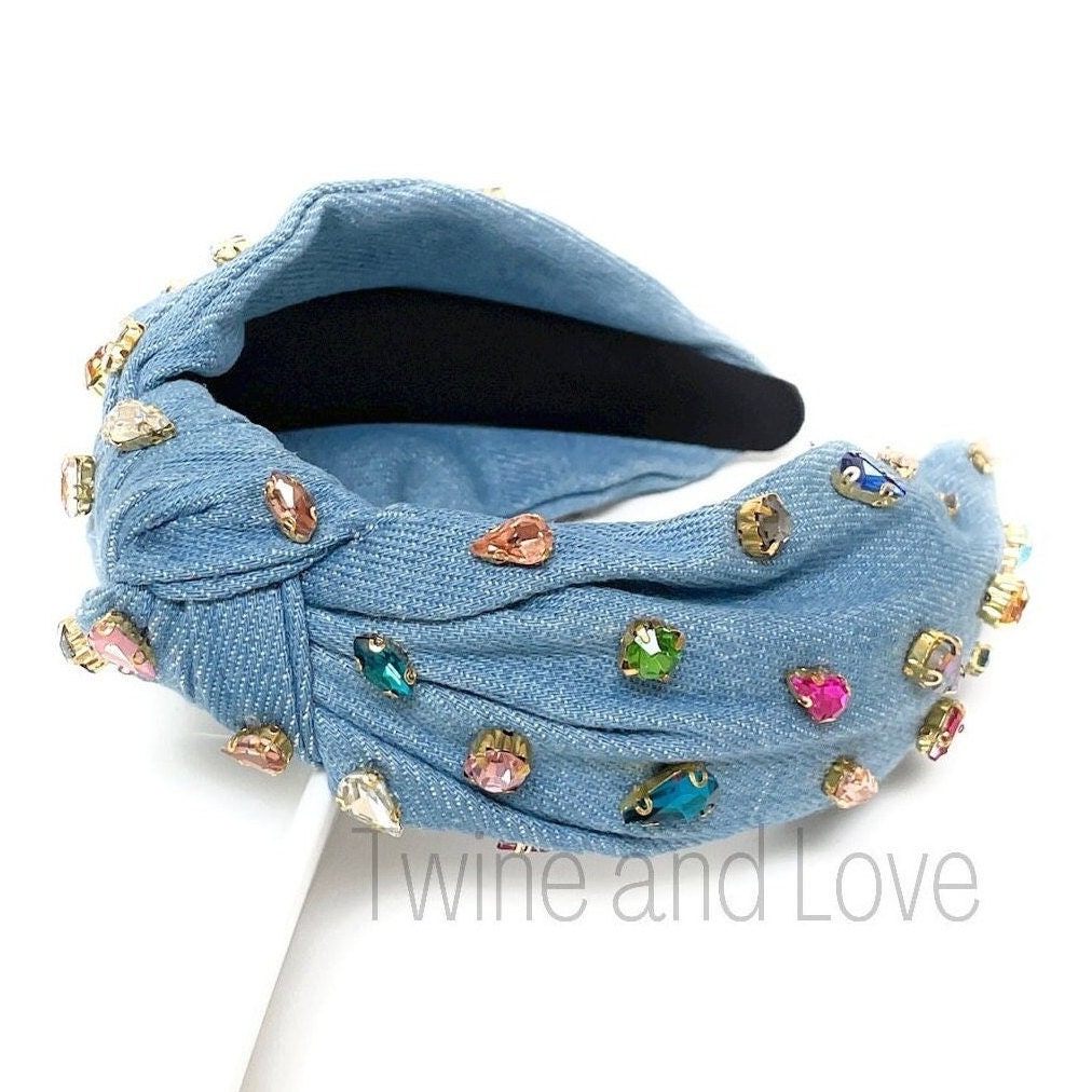 Jeweled Knotted Headband, Rhinestone Headband, Embellished  display picture 1
