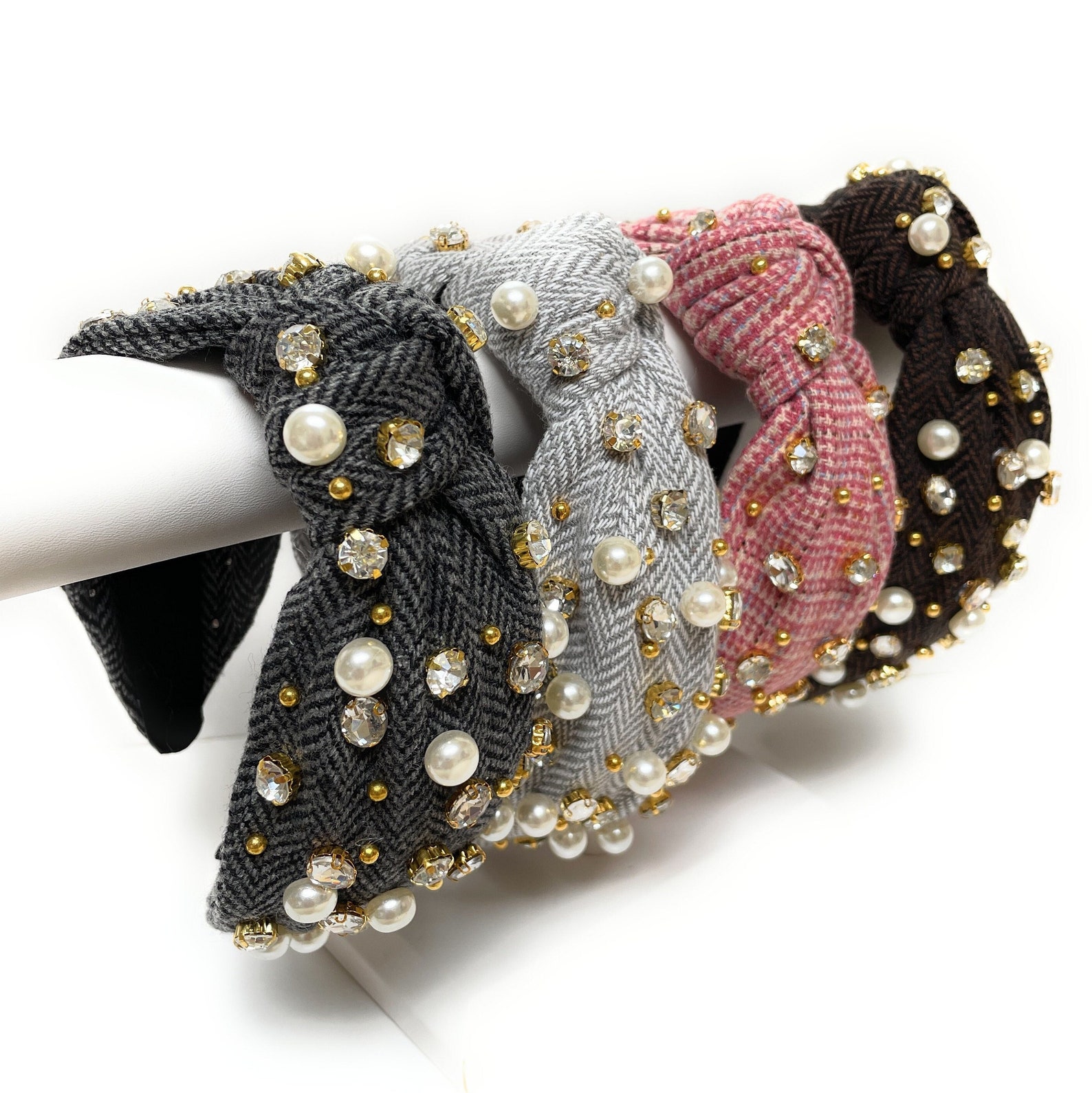 Embellished Knotted Headband, FRENCHIE BLUE STRIPE main image 1