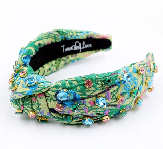 Hand Sewn Jeweled Knot Headband, Embellished Knotted  display picture 1