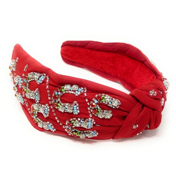Hand Beaded Kentucky Derby Knotted Headband, Horseshoe Knot  display picture 1