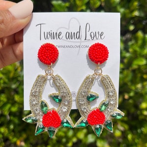 Beautiful horseshoe Derby beaded earrings