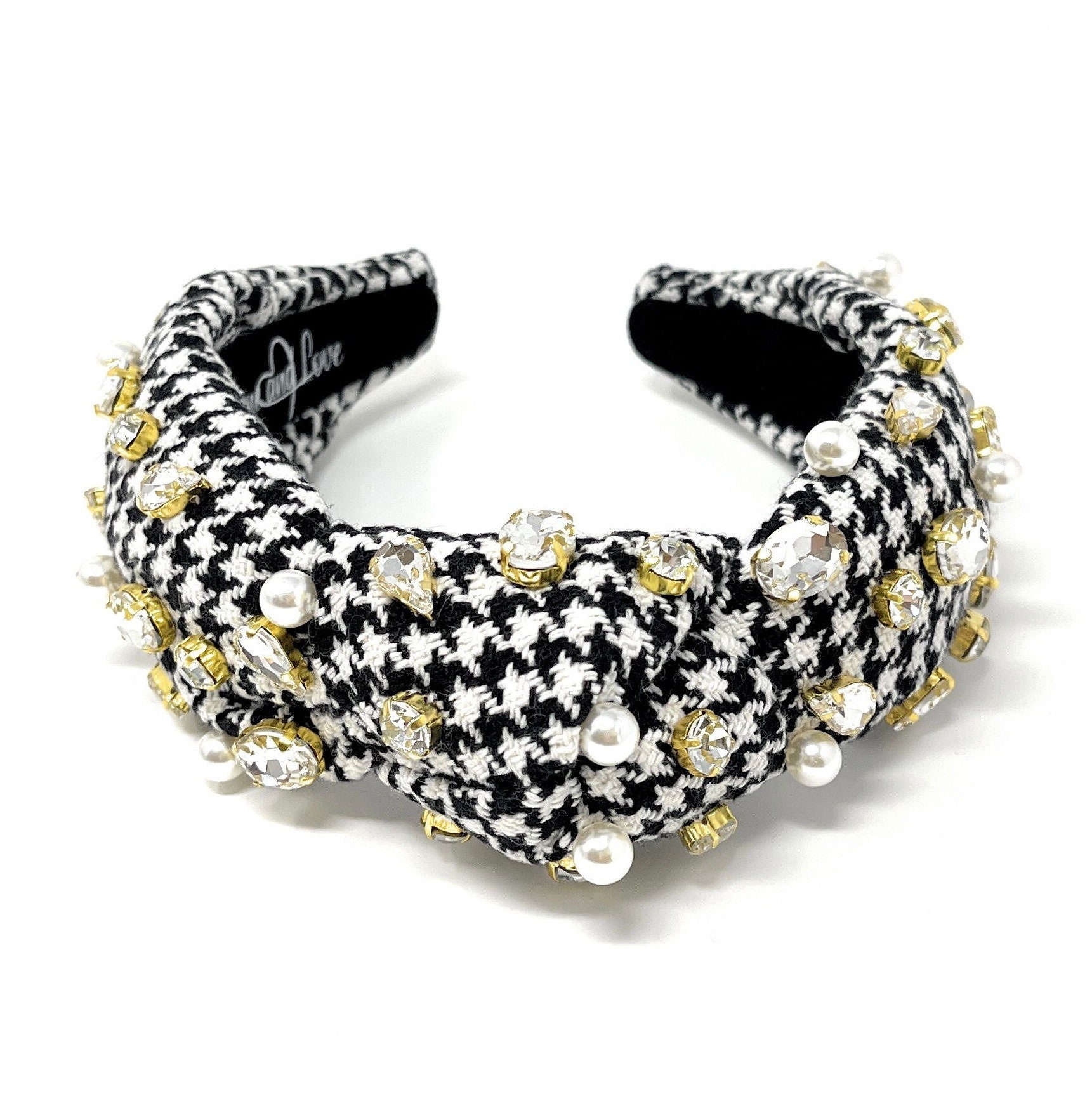 Hand Sewn Houndstooth Jeweled Knot Headband - Etsy
