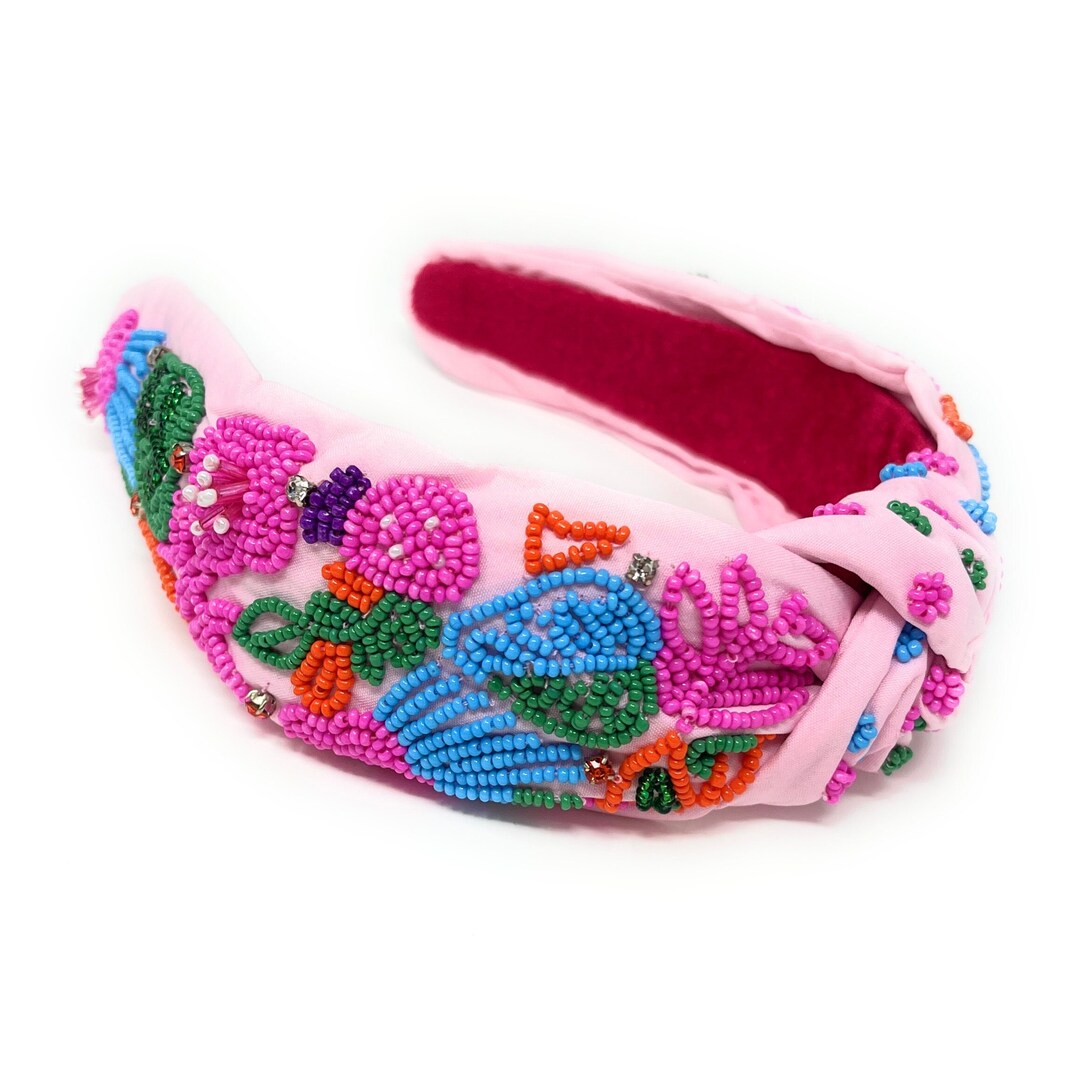 Hand Beaded Knot Headband Custom Headband Wide Knot Etsy