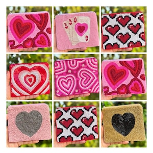 Hearts Beaded Coin Purse Red Pink Hearts Beaded Wallet Preppy Beaded Bag Change Valentine&#39;s Day Gifts Birthday Gift for Her Red Pink Pouch