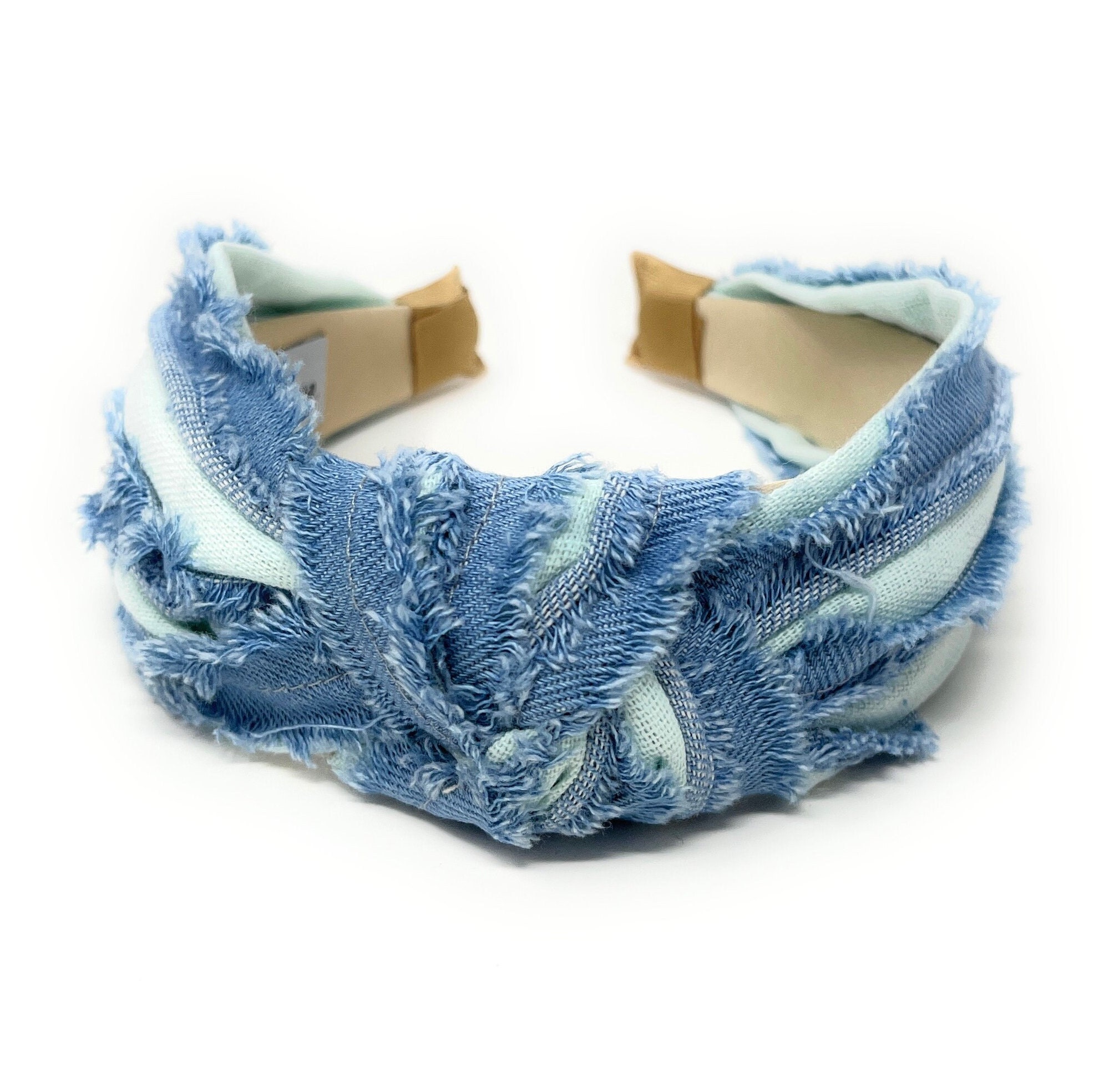 Denim Knotted Headband, Blue Jean Headband, Denim Top  display picture 1