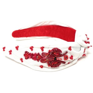 Gorgeous Handcrafted Beaded Top Knot Headband - Customizable and Unique - Crawfish motif