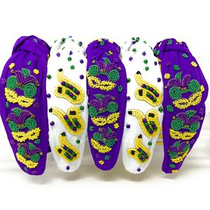 Elevate your Mardi Gras Look with our Gorgeous Custom Hand Beaded Top Knot Headbands