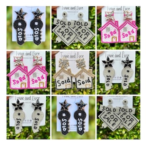 Realtor Real Estate Gifts Hand Beaded Earrings, Lightweight Jewelry Custom Earrings, Realtor Statement Earrings, Unique Beaded Earrings Gift