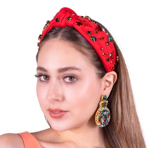 Gingerbread man Christmas holiday top knot jeweled headband