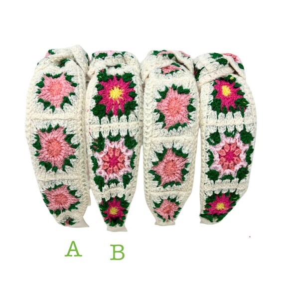 Floral Crochet Top Knot Headband Beautiful Knotted Headband  display picture 1