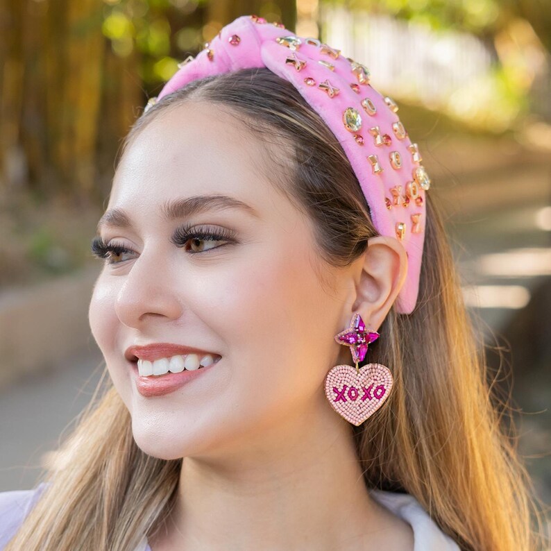 Stunning Custom Jeweled Valentine's Day Headband, Heart Candy Headband, Valentine's Day Accessories, Pink Red Knot Headband, Valentines Gift image 7