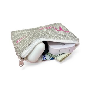 Cute Nana beaded coin pouch with zipper and textured beadwork