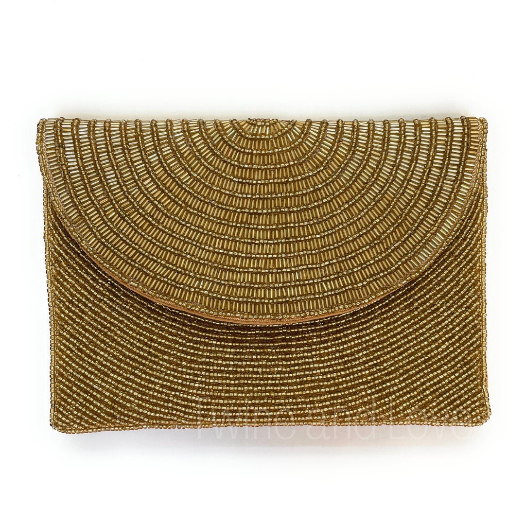 Beaded gold clutch deals