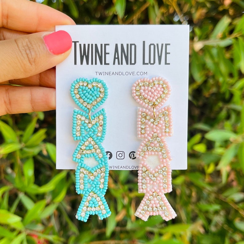Baby Shower Gender Reveal Earrings - It's A Boy/Girl Bodysuit Design With Beads & Pearls